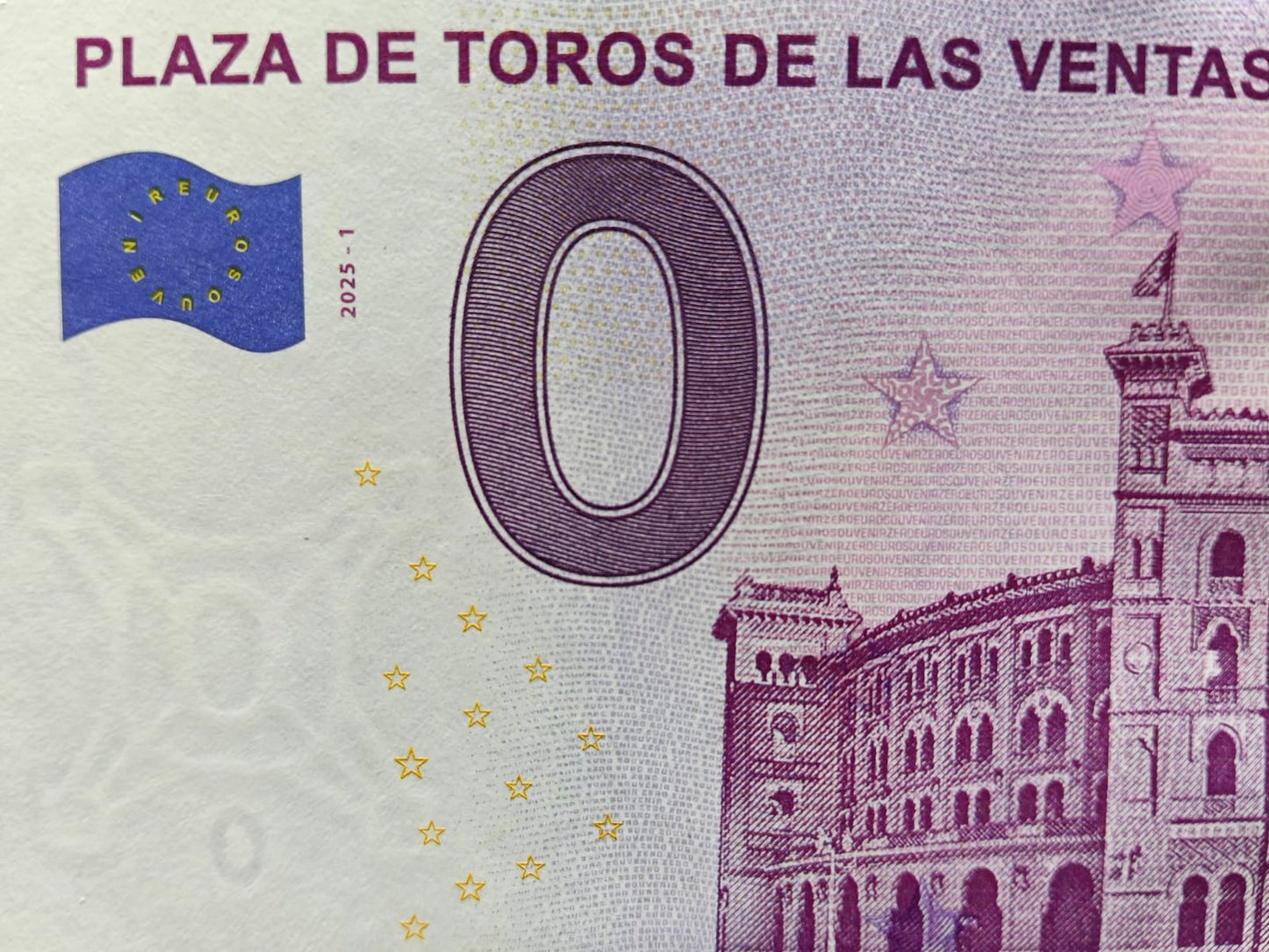 Edición 2025 Billete Euro Souvenir - PLAZA DE TOROS DE LAS VENTAS 2025 versión normal