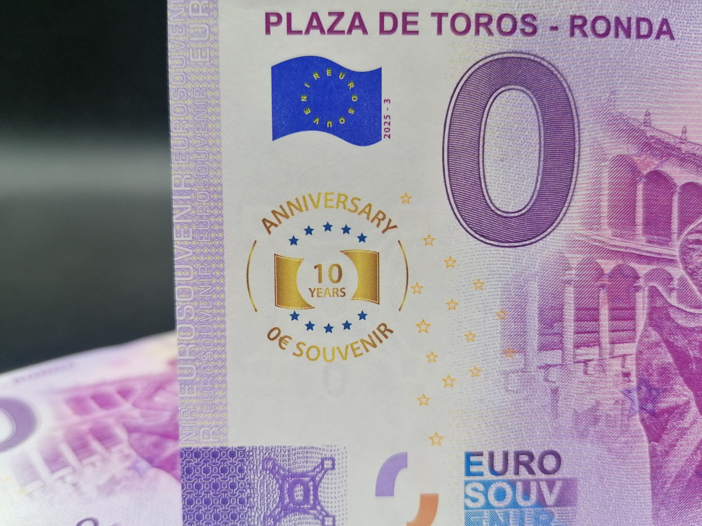 Edición 2025. Billete Euro Souvenir- PLAZA DE TOROS DE RONDA versión aniversary 2025