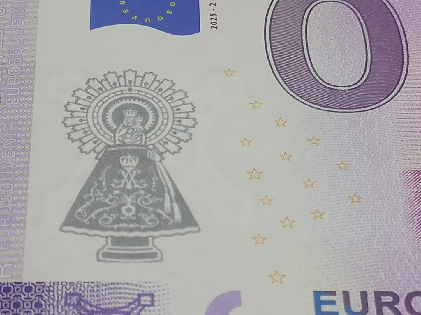 Billete Euro Souvenir ZARAGOZA-BASILICA DEL PILAR SELLADO 2025