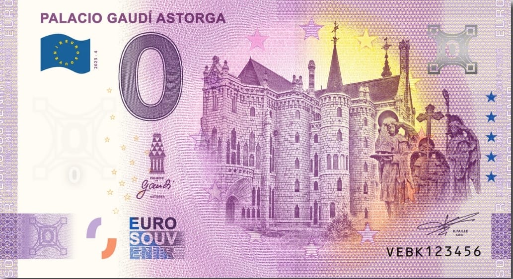 Billete Euro Souvenir - PALACIO GAUDÍ ASTORGA 2023.4