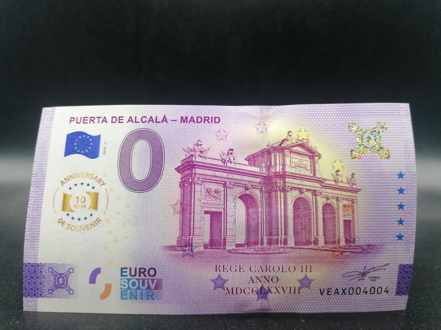 Edición 2025 Billete Euro Souvenir PUERTA DE ALCALÁ MADRID aniversario