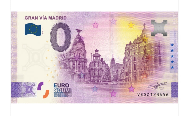 Billete Euro Souvenir - GRAN VÍA MADRID (Anniversary) 2020