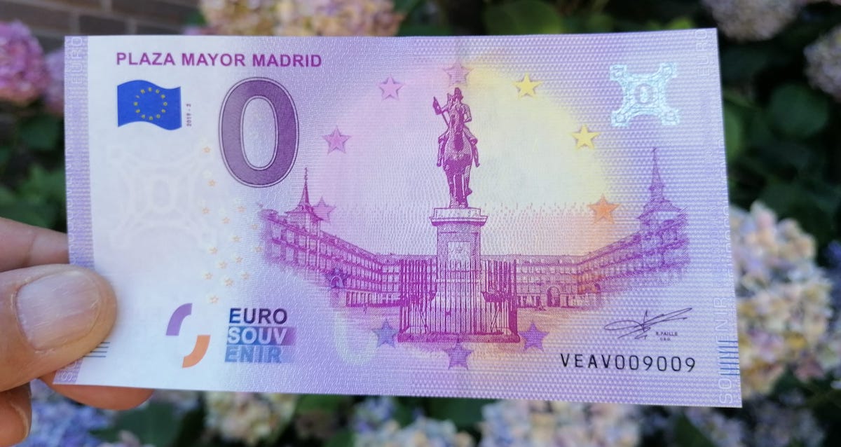 Billete Euro Souvenir - PLAZA MAYOR MADRID 2019.1