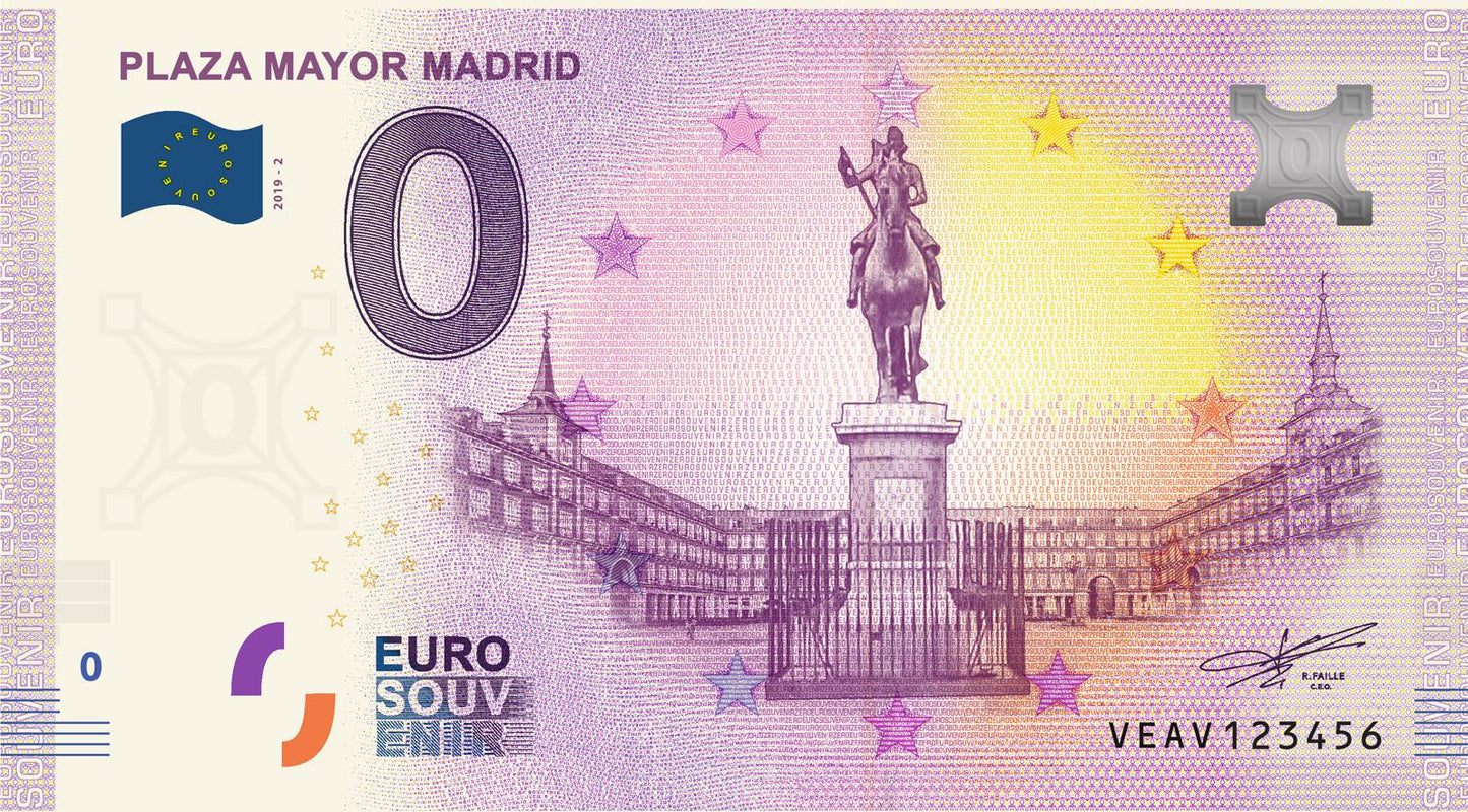 Billete Euro Souvenir - PLAZA MAYOR MADRID 2019.1