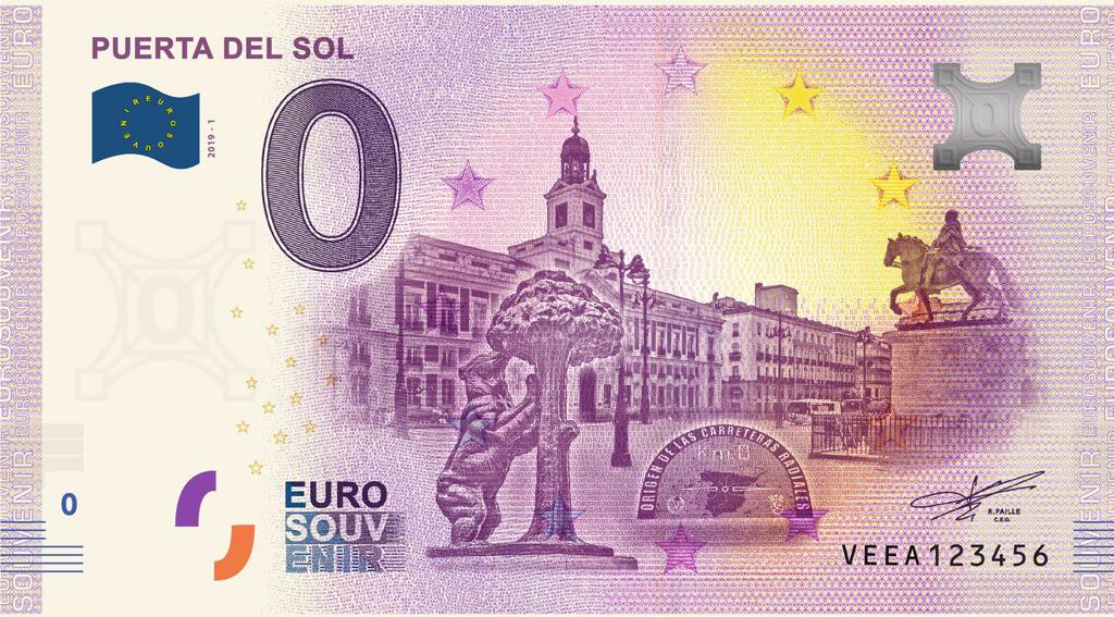 Billete Euro Souvenir - PUERTA DEL SOL 2020