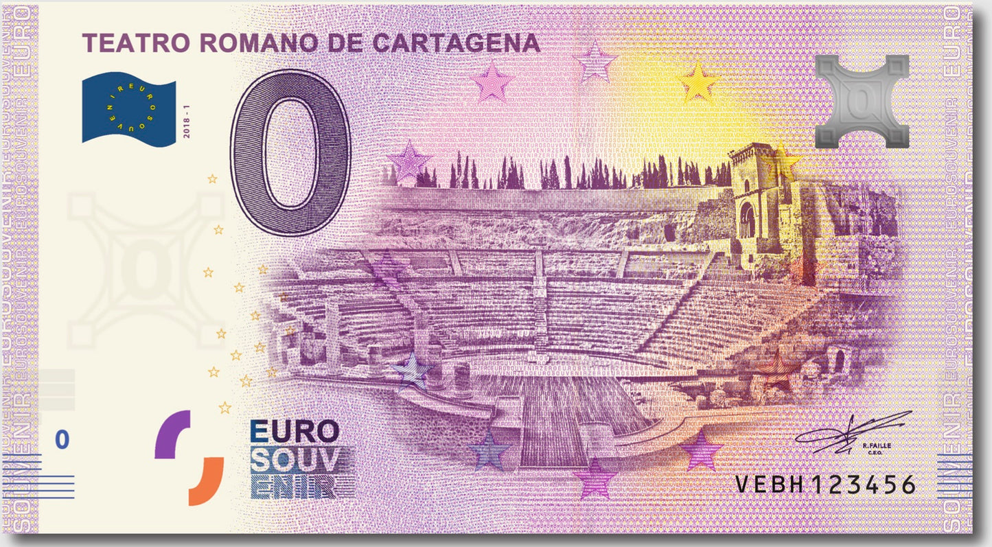 Billete Euro Souvenir - TEATRO ROMANO DE CARTAGENA 2019