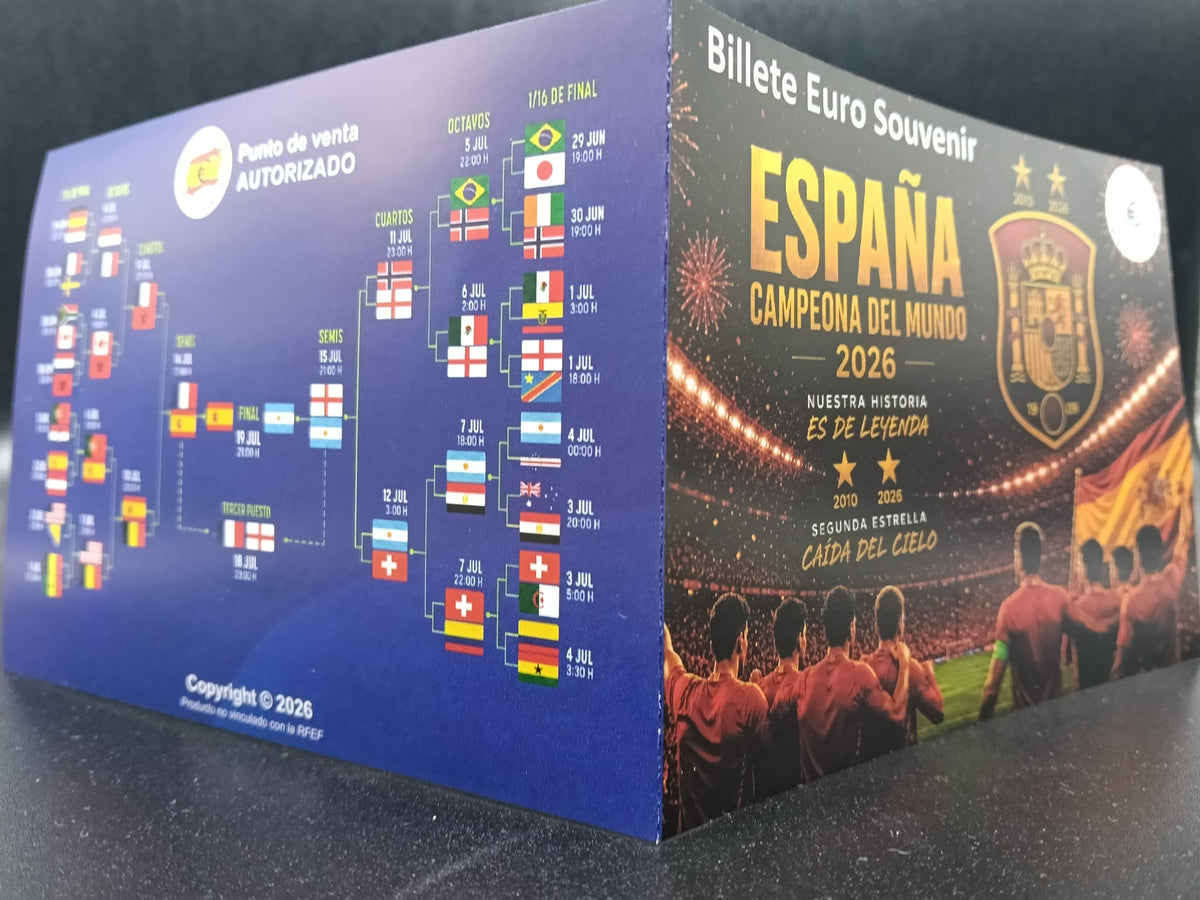 Billete Euro Souvenir 2026 Díptico Edición 2026 - BI CAMPEONA DEL MUNDO **
