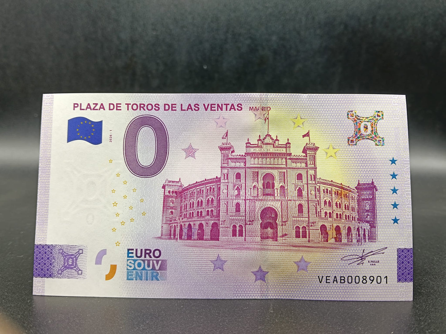 Edición 2026 Billete Euro Souvenir - PLAZA DE TOROS DE LAS VENTAS 2025 versión PLATA