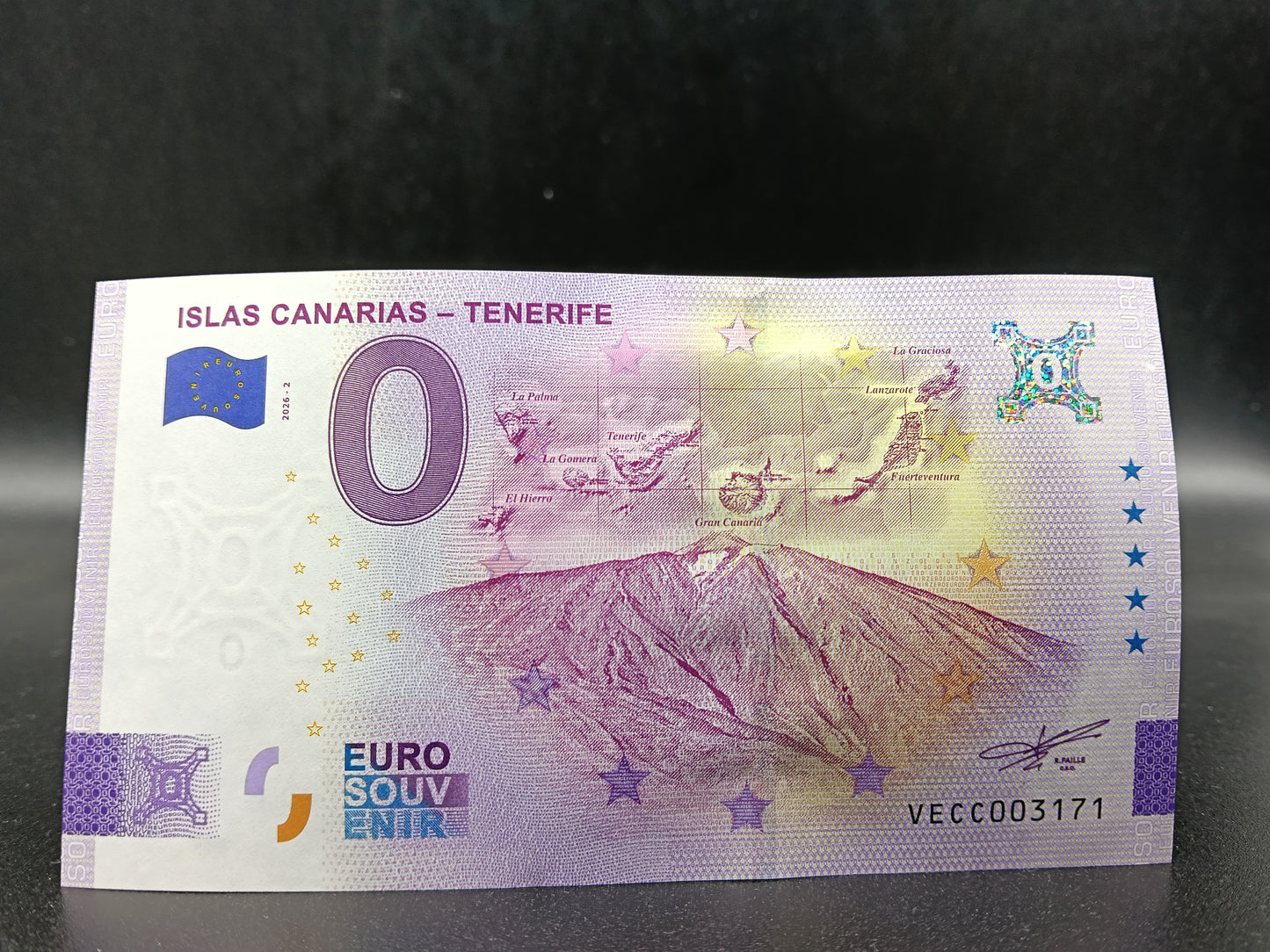 Billete Euro Souvenir Islas Canarias - Tenerife 2026 plata