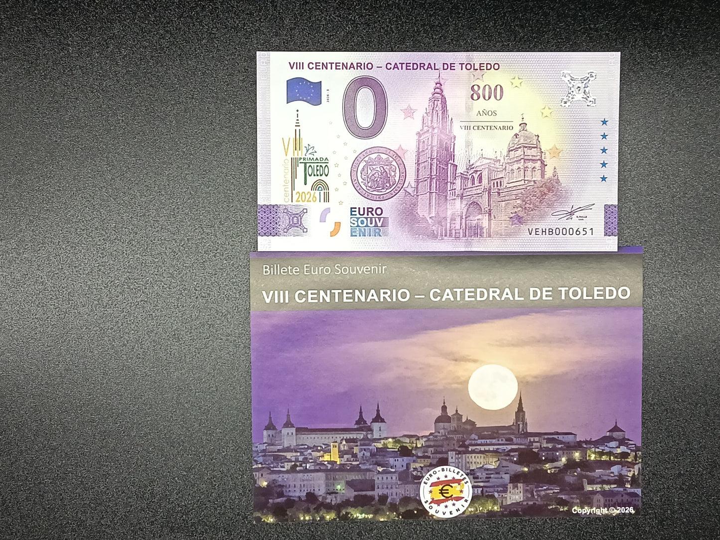 Billete Euro Souvenir VIII CENTENARIO CATEDRAL DE TOLEDO SELLADO