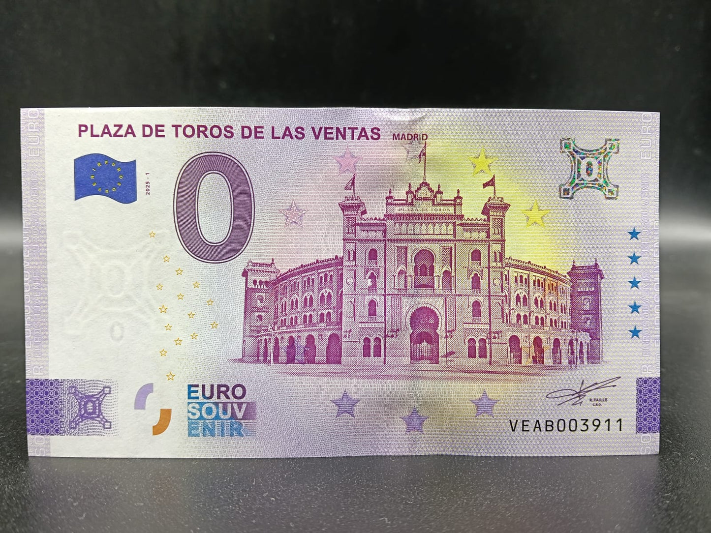 Edición 2025 Billete Euro Souvenir - PLAZA DE TOROS DE LAS VENTAS 2025 versión normal