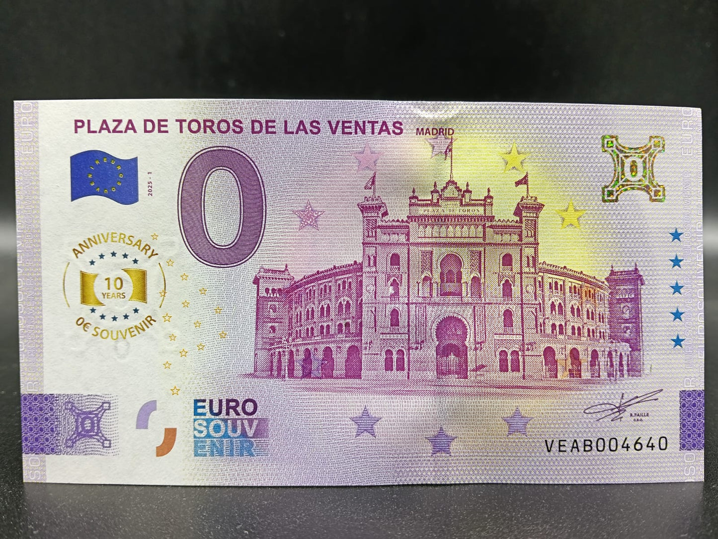 Edición 2025 Billete Euro Souvenir - PLAZA DE TOROS DE LAS VENTAS 2025 versión anIversary