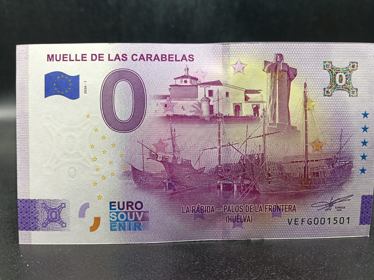 Edición 2026 Billete Euro Souvenir - MUELLE DE LAS CARABELAS versión PLATA
