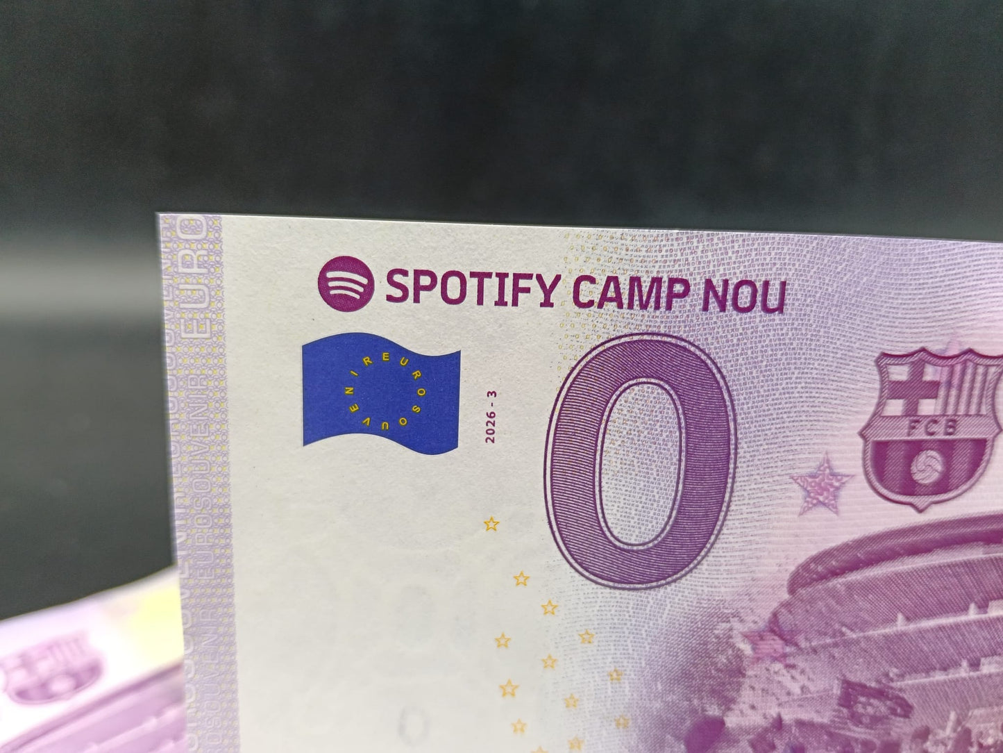 Edición 2026 Billete Euro Souvenir - SPOTIFY CAMP NOU 2026.3 versión PLATA