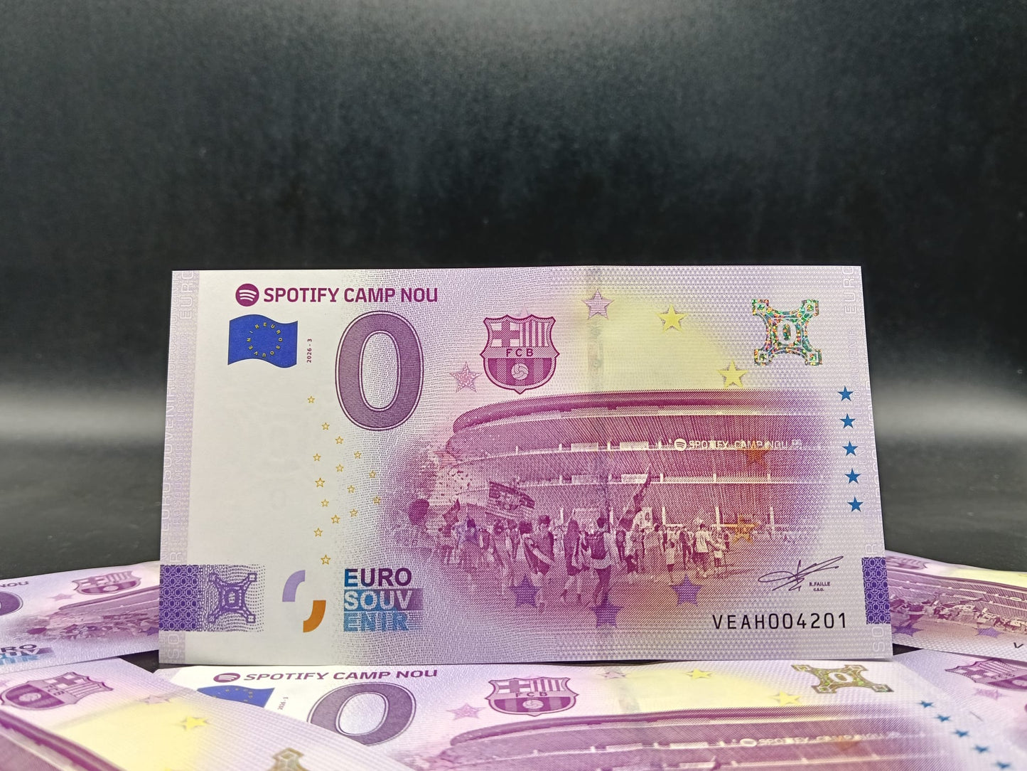 Edición 2026 Billete Euro Souvenir - SPOTIFY CAMP NOU 2026.3 versión PLATA