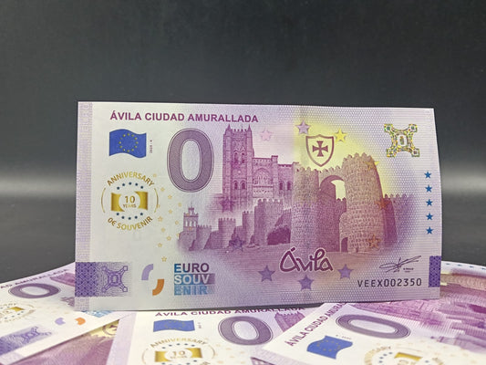 Edición 2025 Billete Euro Souvenir ÁVILA CIUDAD AMURALLADA 2025 versión aniversary