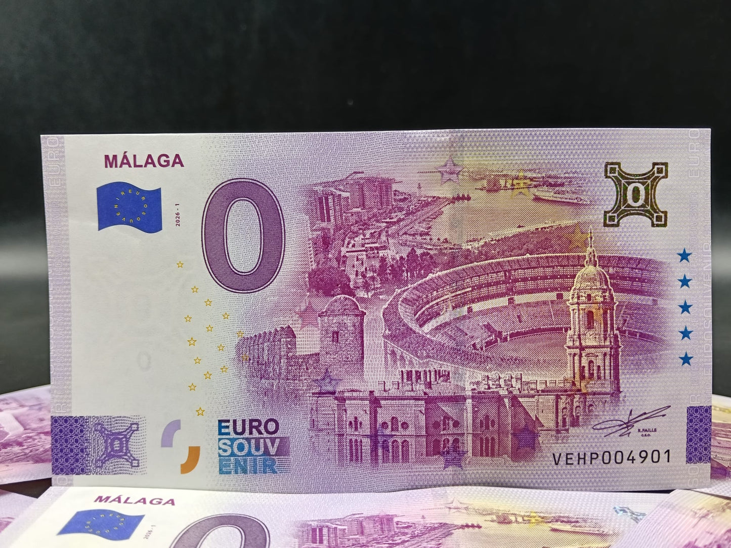 Billete Euro Souvenir MÁLAGA 2026 oro