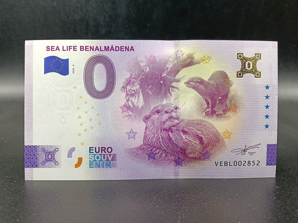Edición 2026. Billete Euro Souvenir - Sealife Nutrias oro 2026-6