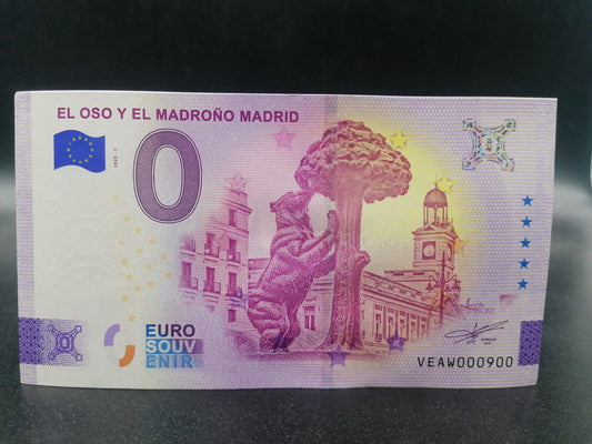 Edición 2025 Billete Euro Souvenir EL OSO Y EL MADROÑO MADRID