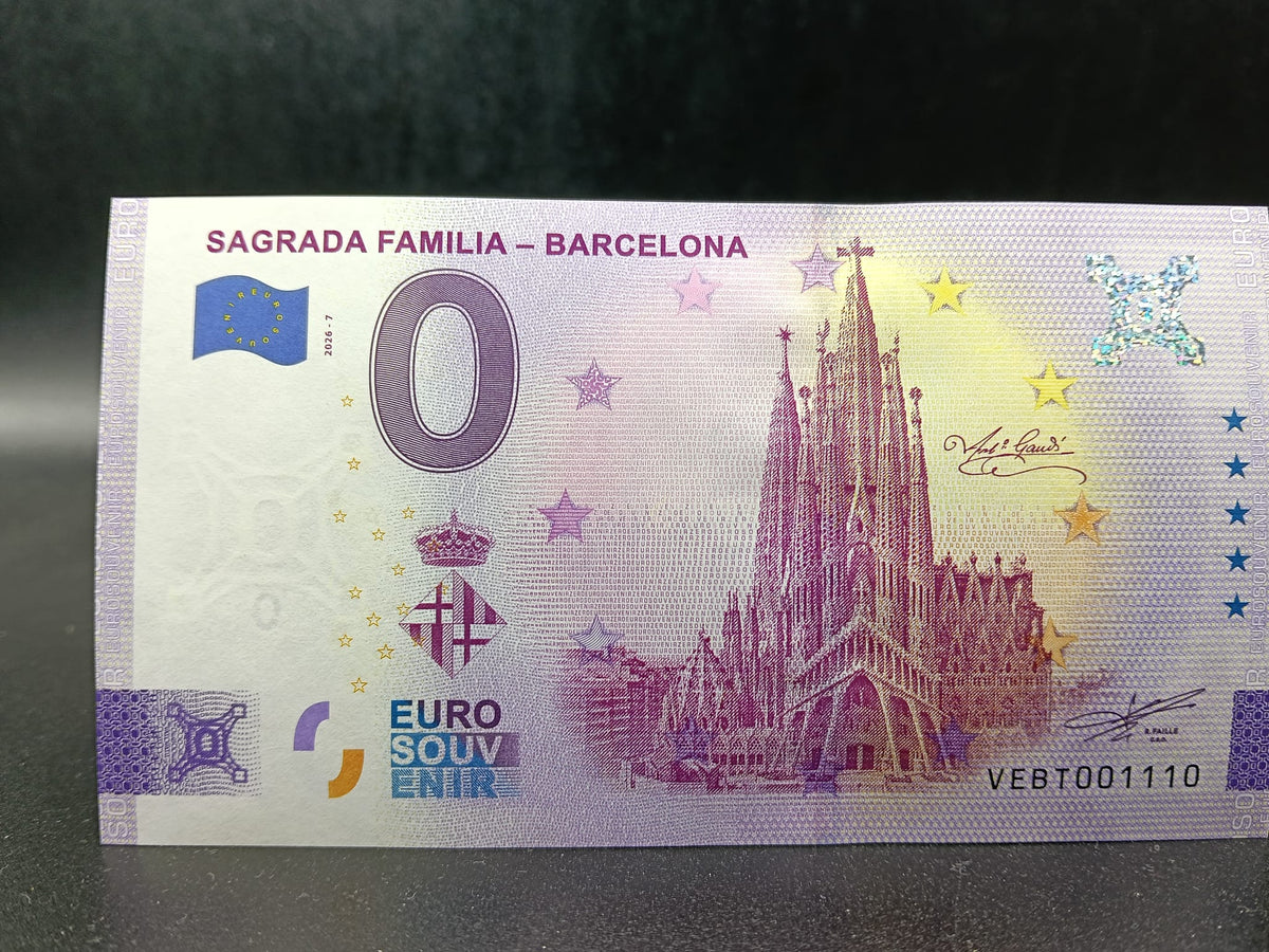 Edición 2026. Billete Euro Souvenir - Sagrada Familia Barcelona plata 2026-7