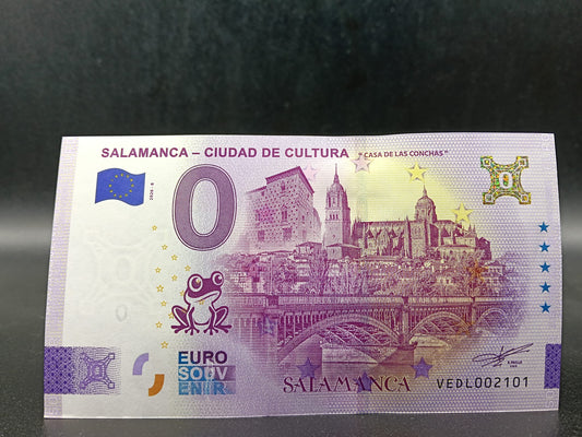 Edición 2026. Billete Euro Souvenir - Salamanca ciudad cultura- casa de las conchas oro 2026-6