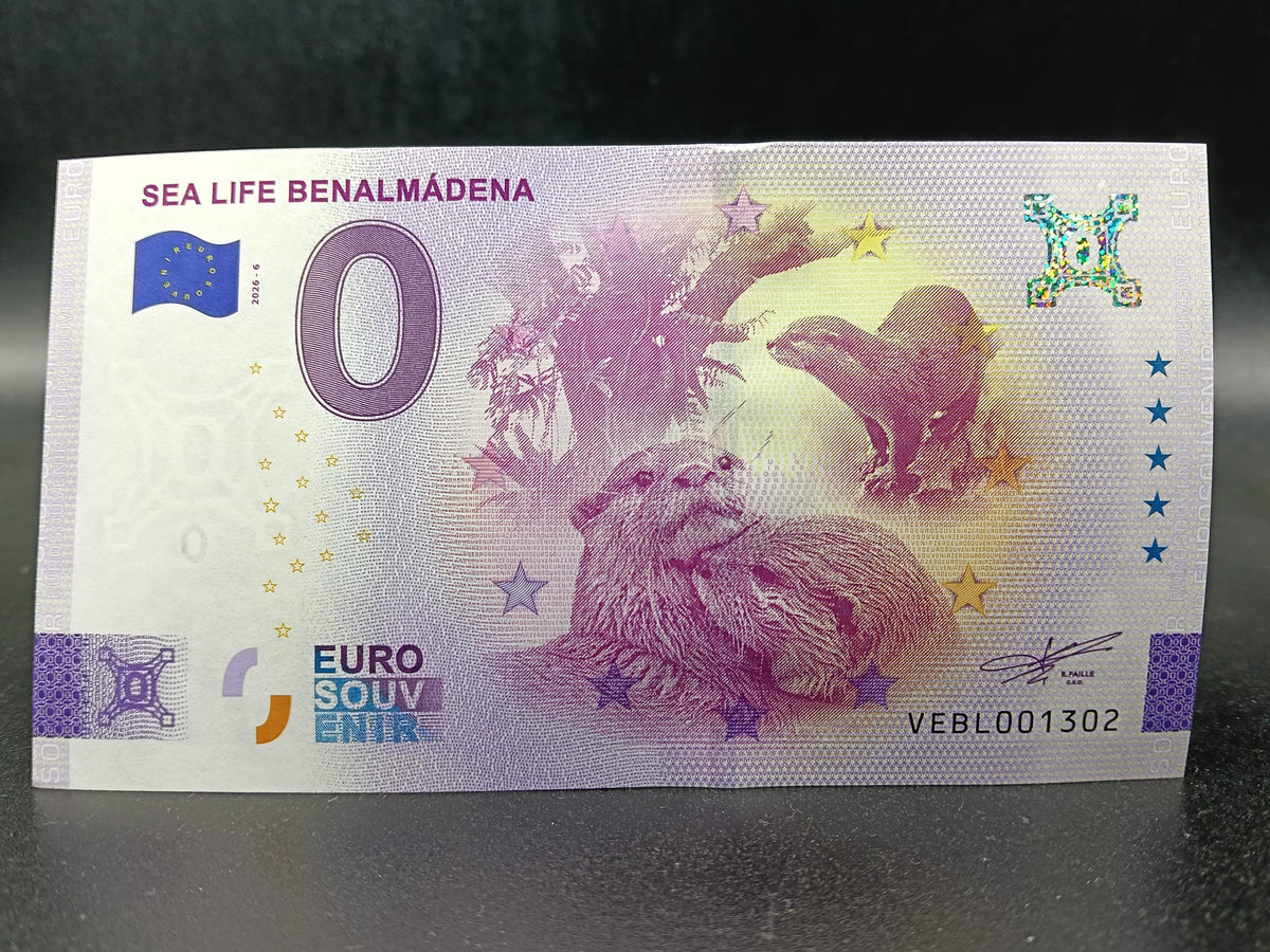 Edición 2026. Billete Euro Souvenir - Sealife Nutrias plata 2026-6
