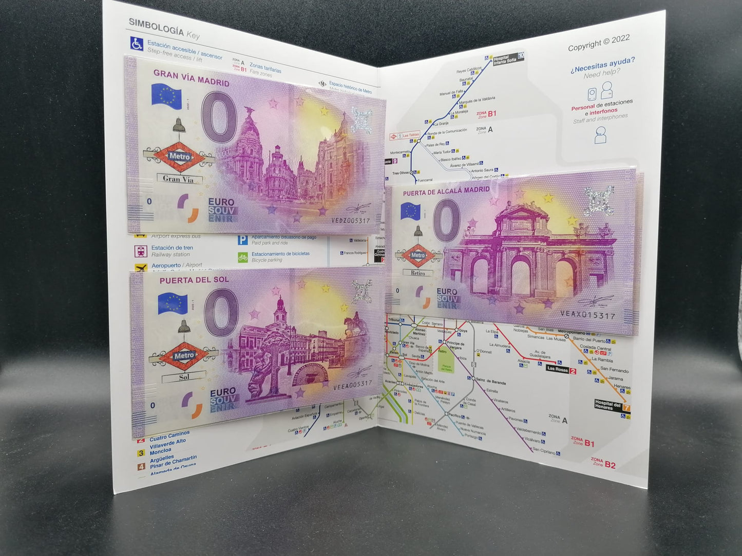 Collector's pack serie metro madrid 2022, 3 billetes misma terminación